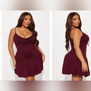 Fashion Nova Red Pleated Mini Sundress